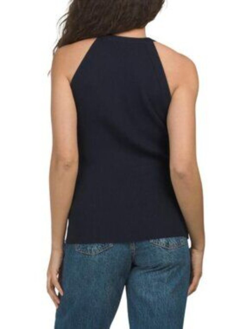 ELIE TAHARI Sleeveless Halter Crew Neck Rib Pull Over Top - Picture 2 of 3